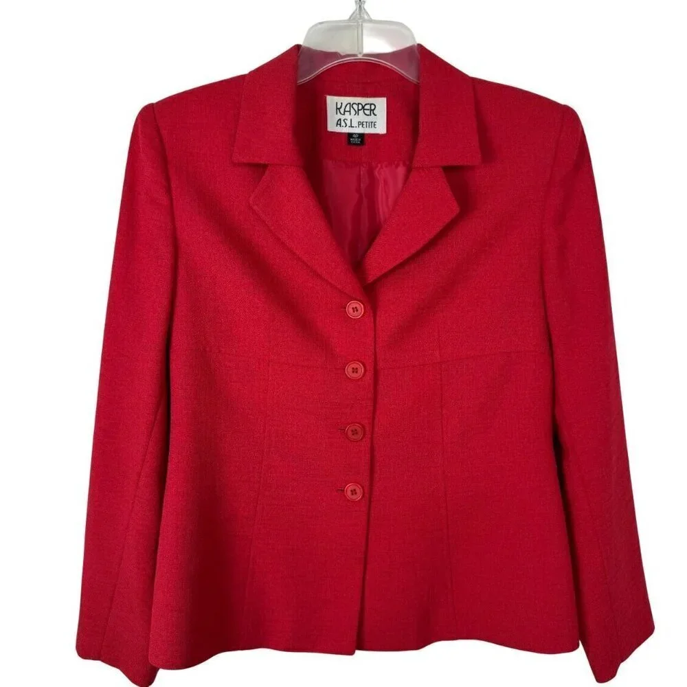 Kasper ASL Petite Red Blazer Jacket Classic Professional Career Women's 4P GUC